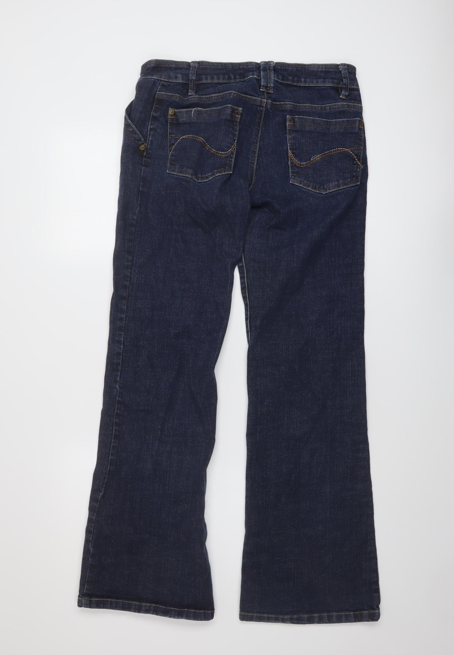 Authentic Womens Blue Cotton Flared Jeans Size 12 L32 in Regular Button - Vintage