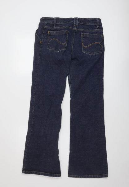 Authentic Womens Blue Cotton Flared Jeans Size 12 L32 in Regular Button - Vintage