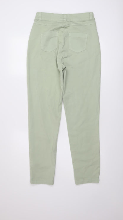 Denim & Co. Womens Green Cotton Tapered Jeans Size 8 L28 in Regular Button