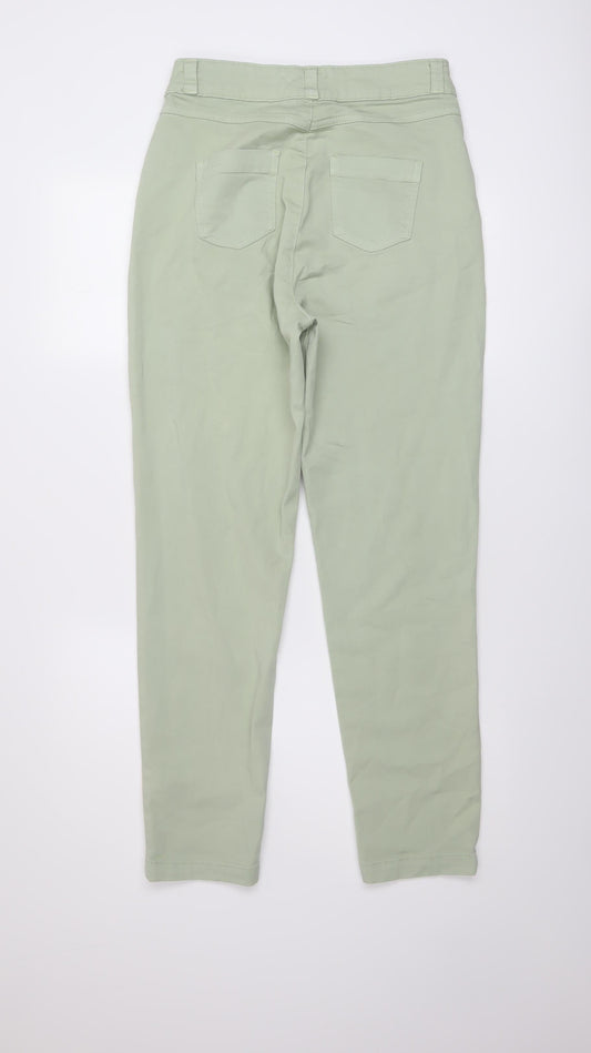 Denim & Co. Womens Green Cotton Tapered Jeans Size 8 L28 in Regular Button