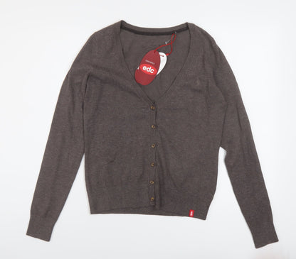 Womens UK Size S EDC Brown Cardigan Jumper