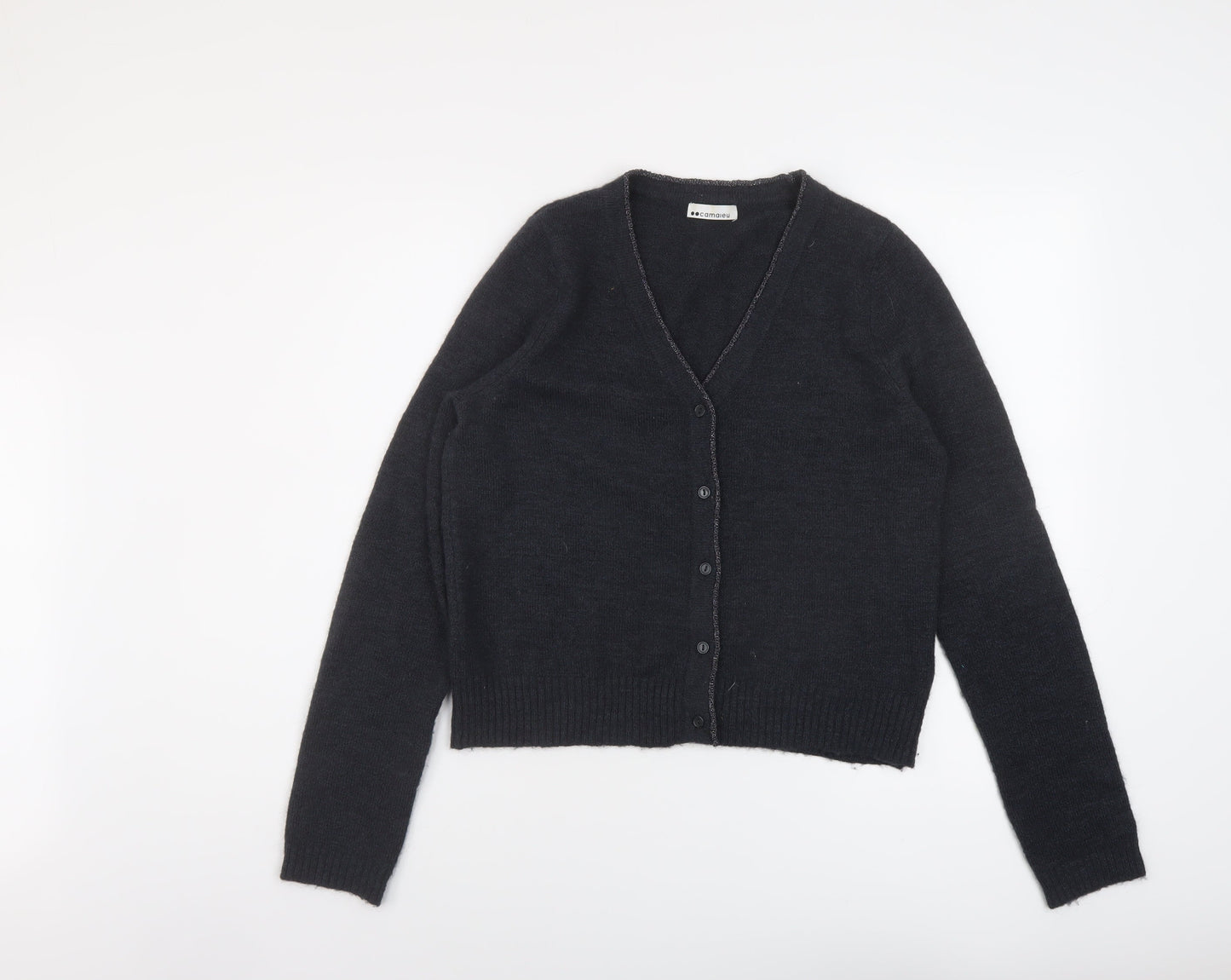 Camaïeu Womens Green V-Neck Acrylic Cardigan Jumper Size S