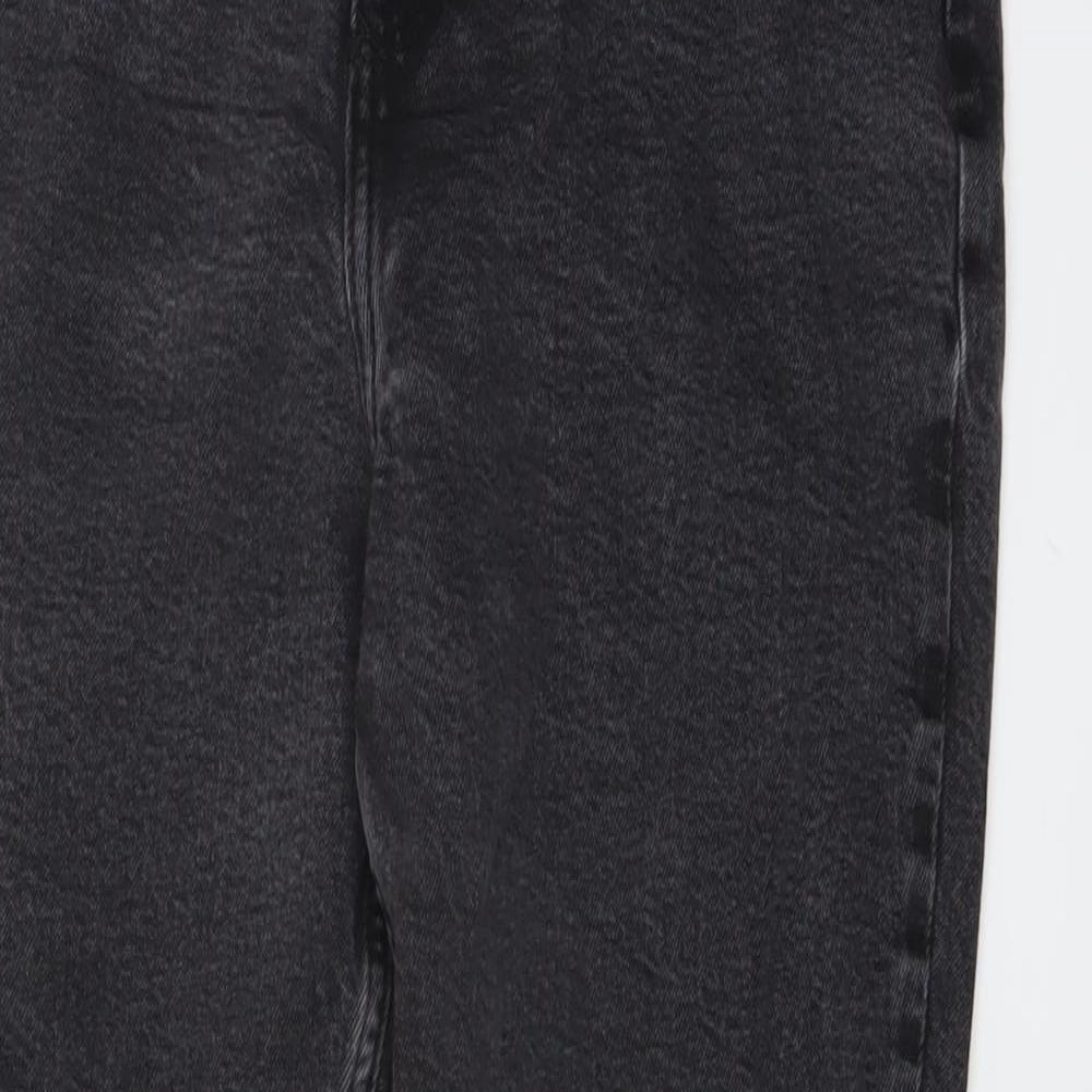 F&F Womens Grey Cotton Tapered Jeans Size 14 L26 in Regular Button