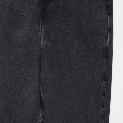 F&F Womens Grey Cotton Tapered Jeans Size 14 L26 in Regular Button