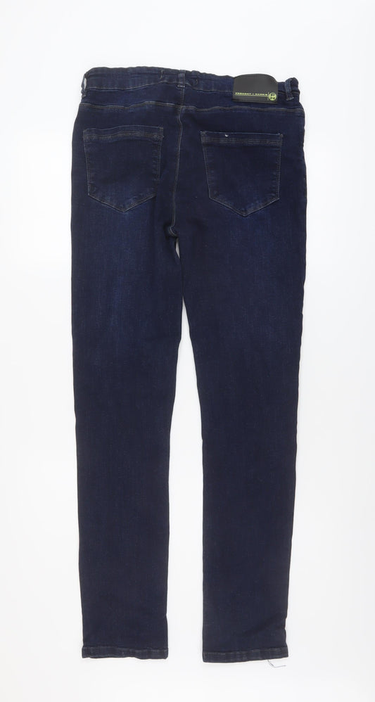 Fremont + Harris Mens Blue Cotton Skinny Jeans Size 34 in L31 in Regular Button