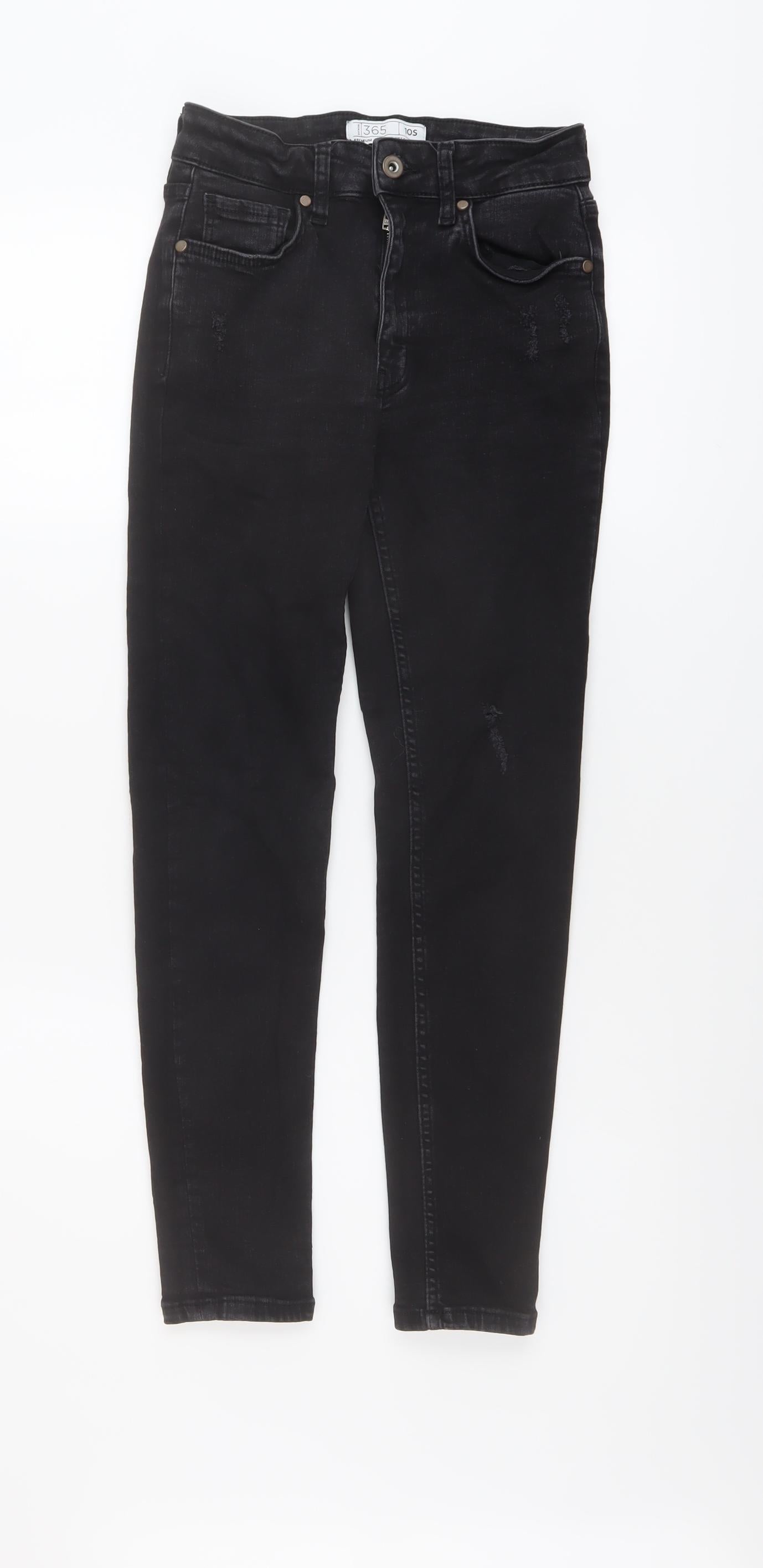365 Denim Womens Black Cotton Skinny Jeans Size 10 L25 in Regular Button