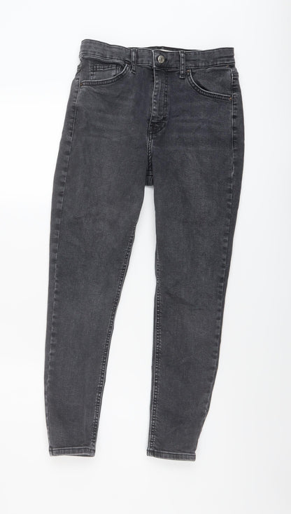Topshop Womens Grey Cotton Skinny Jeans Size 30 in L25 in Regular Button