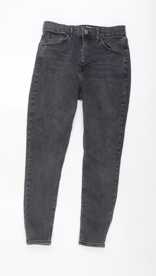 Topshop Womens Grey Cotton Skinny Jeans Size 30 in L25 in Regular Button