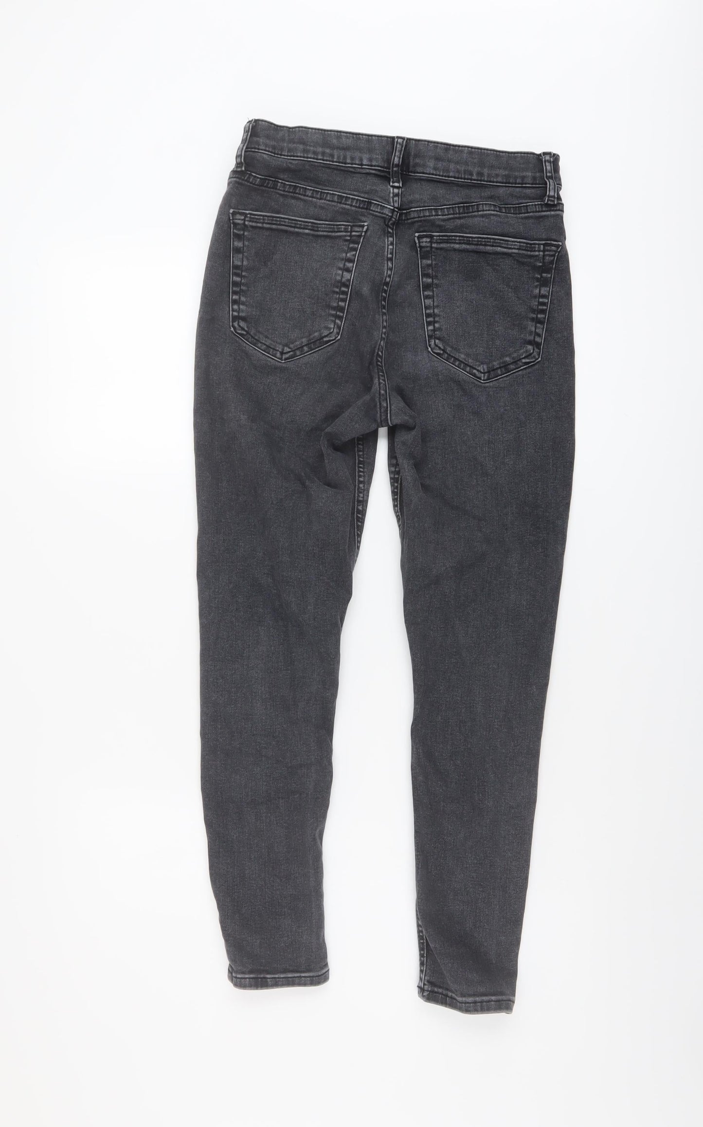 Topshop Womens Grey Cotton Skinny Jeans Size 30 in L25 in Regular Button