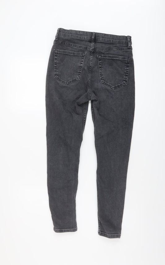 Topshop Womens Grey Cotton Skinny Jeans Size 30 in L25 in Regular Button