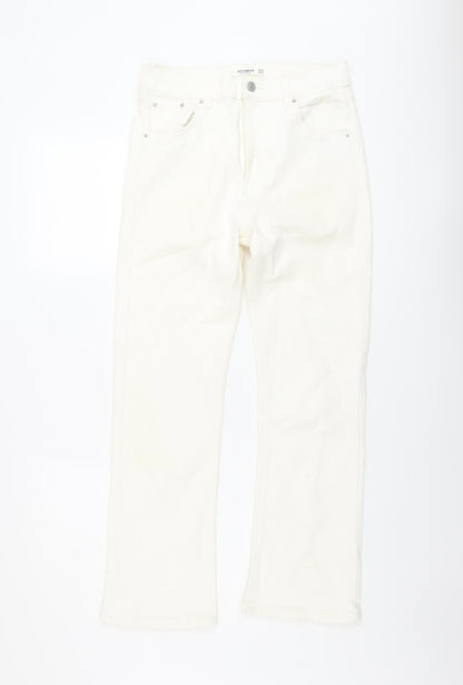 Pull&Bear Womens Ivory Cotton Bootcut Jeans Size 10 L27 in Regular Button