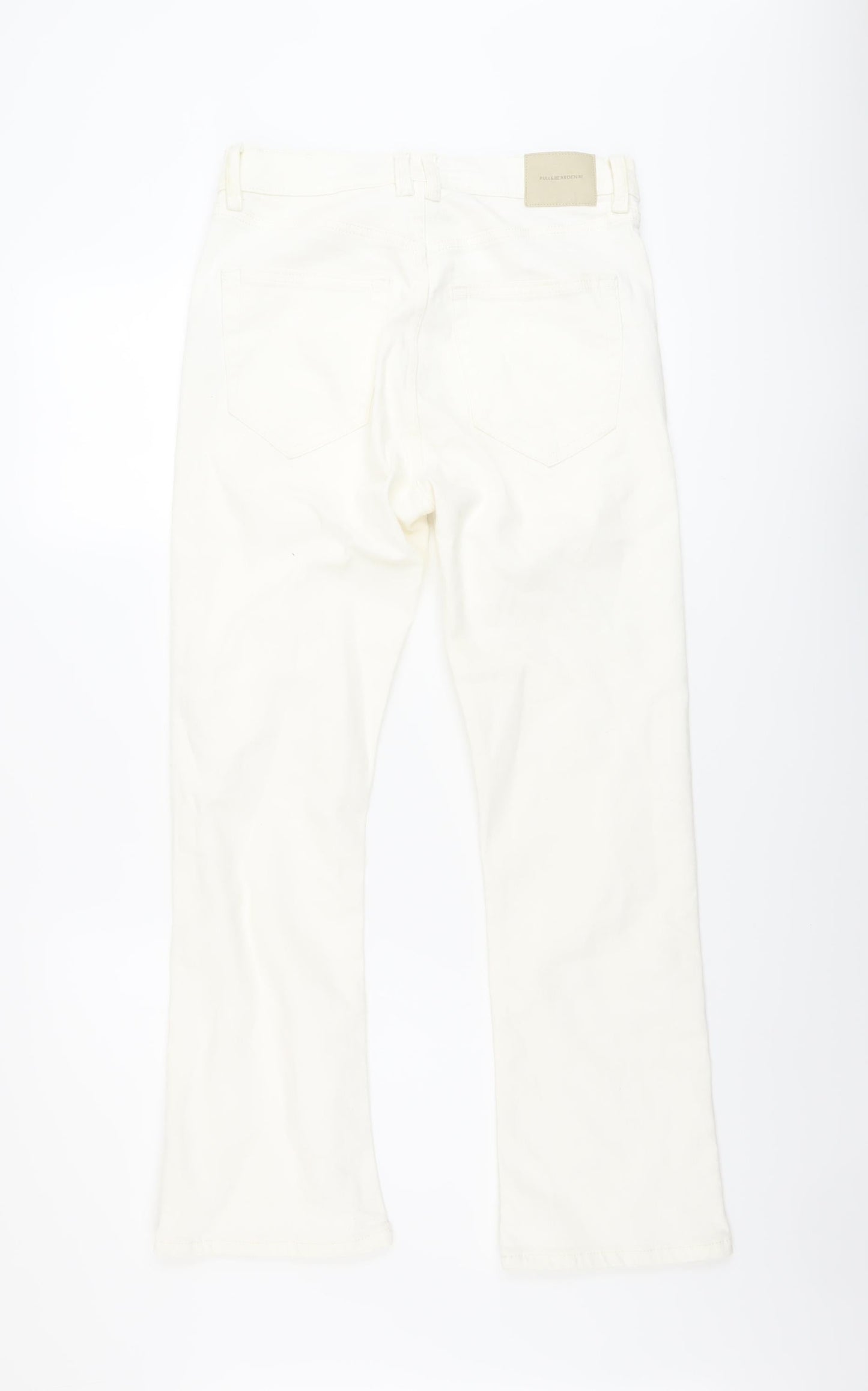 Pull&Bear Womens Ivory Cotton Bootcut Jeans Size 10 L27 in Regular Button