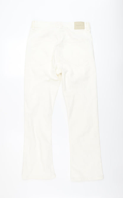 Pull&Bear Womens Ivory Cotton Bootcut Jeans Size 10 L27 in Regular Button