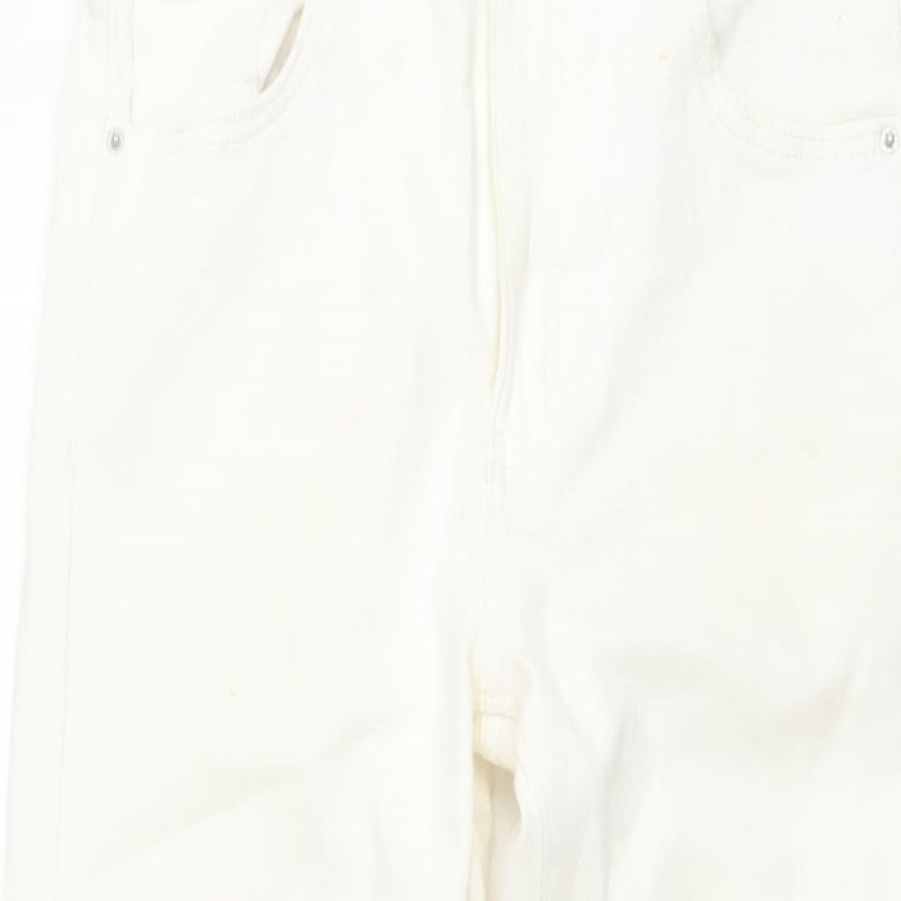 Pull&Bear Womens Ivory Cotton Bootcut Jeans Size 10 L27 in Regular Button