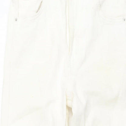 Pull&Bear Womens Ivory Cotton Bootcut Jeans Size 10 L27 in Regular Button