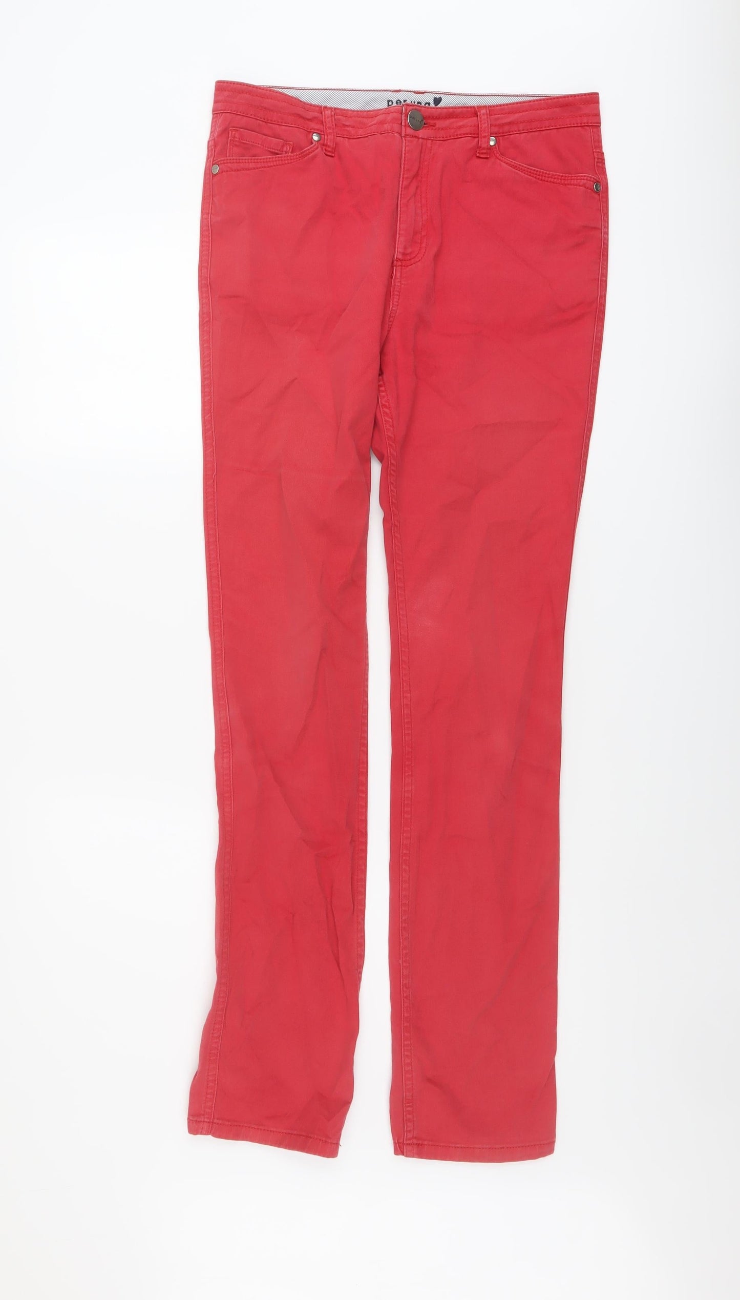 Per Una Womens Pink Cotton Straight Jeans Size 10 L31 in Regular Button