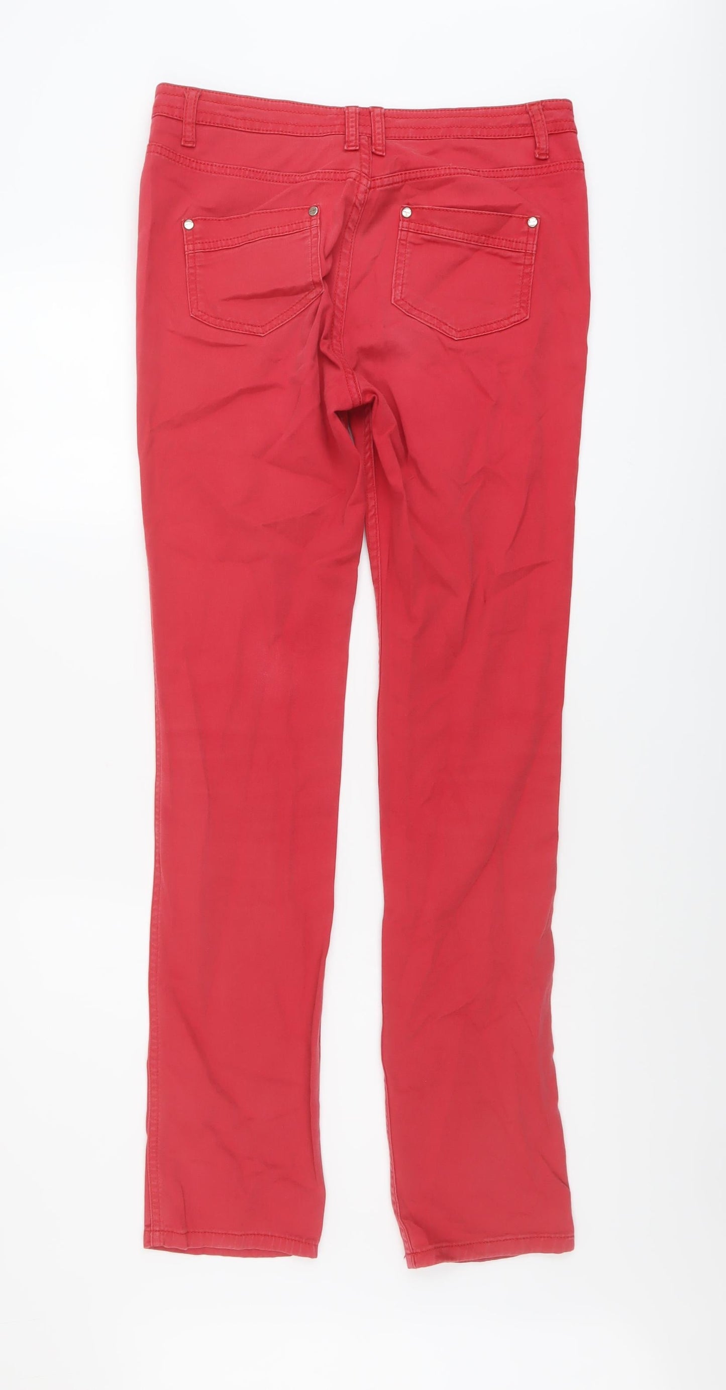 Per Una Womens Pink Cotton Straight Jeans Size 10 L31 in Regular Button