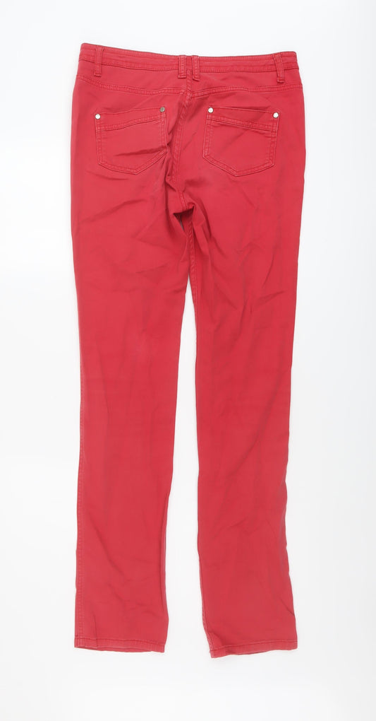 Per Una Womens Pink Cotton Straight Jeans Size 10 L31 in Regular Button