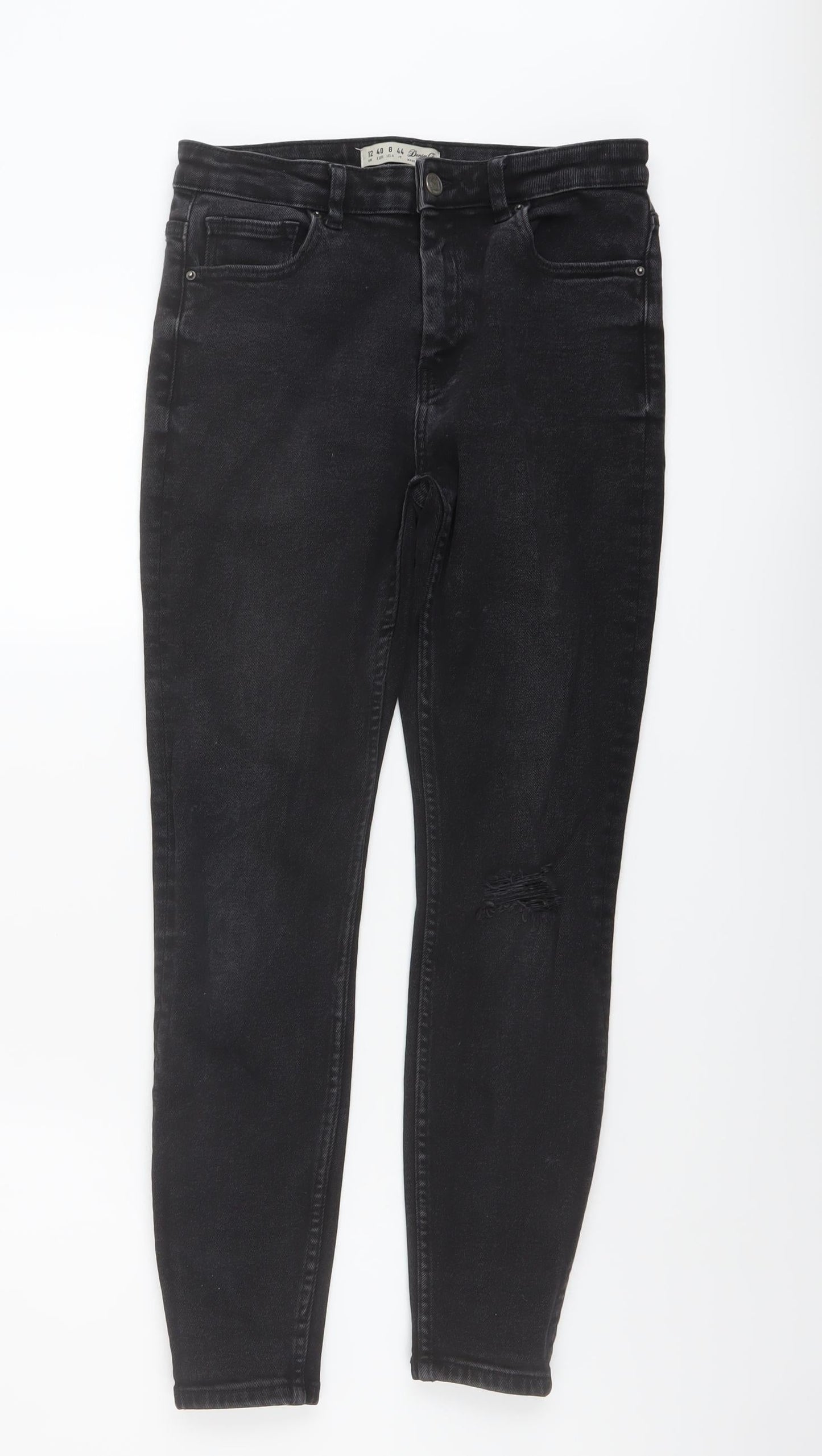 Denim & Co. Womens Black Cotton Skinny Jeans Size 12 L26 in Regular Button