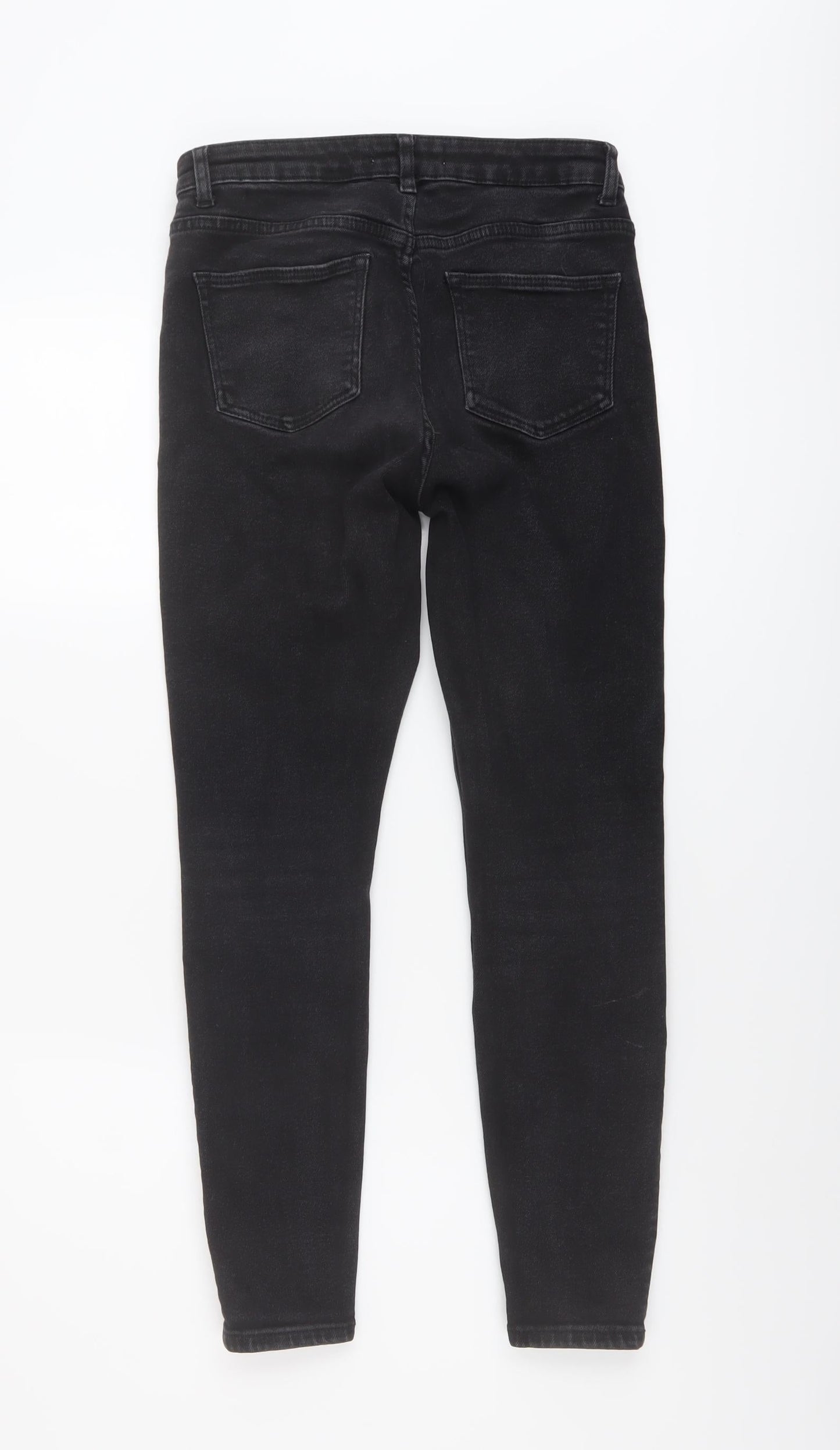 Denim & Co. Womens Black Cotton Skinny Jeans Size 12 L26 in Regular Button