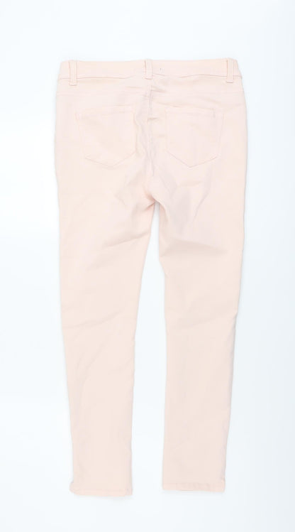 Peacocks Womens Pink Cotton Skinny Jeans Size 10 L25 in Regular Button