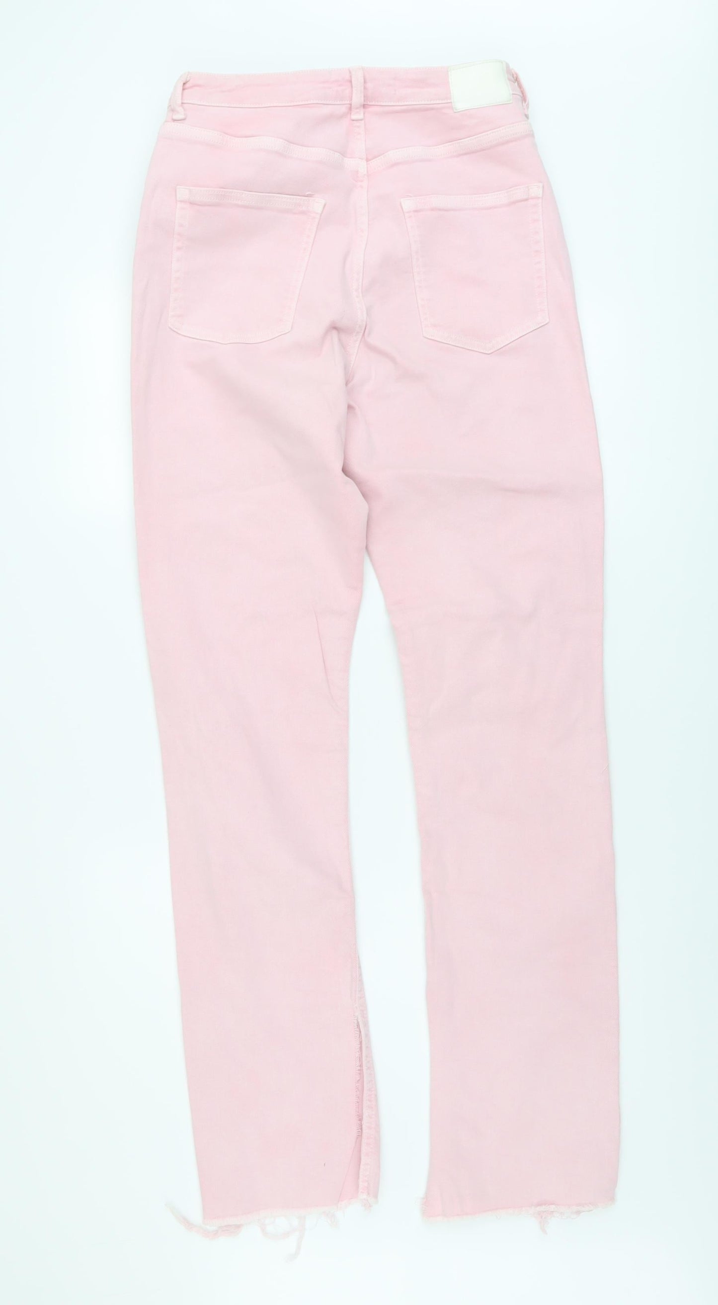 Zara Womens Pink Cotton Straight Jeans Size 12 L33 in Regular Button