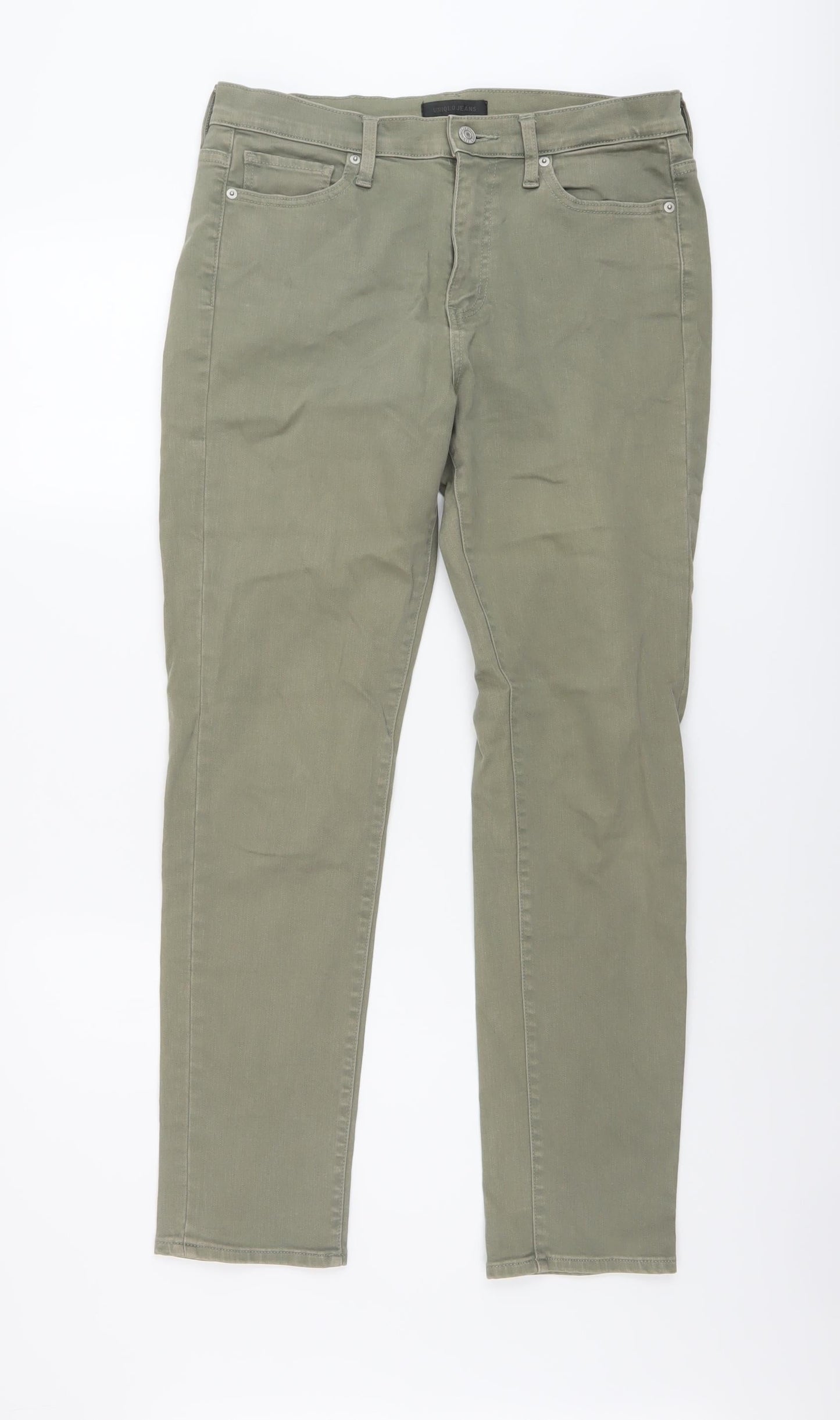 Uniqlo Womens Green Cotton Straight Jeans Size 28 in L28 in Regular Button