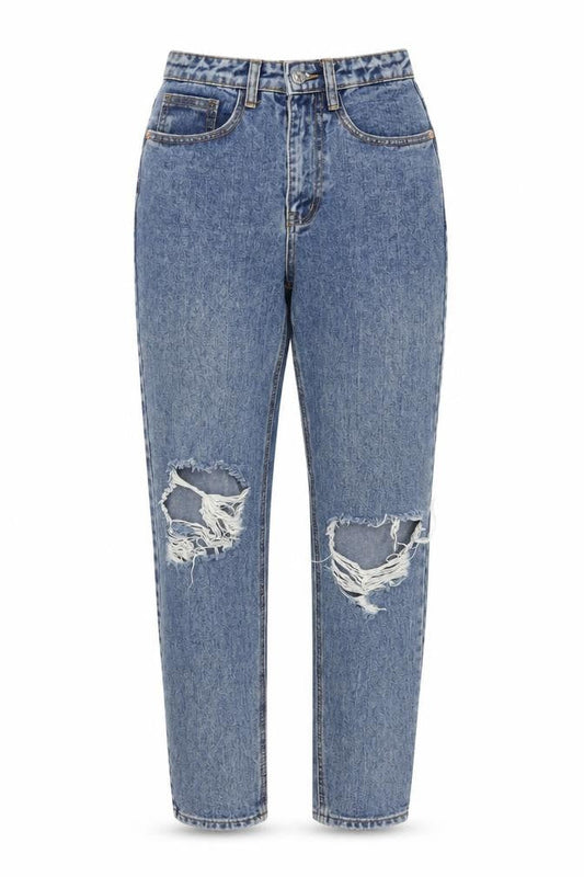 Womens UK Size 4 PRETTYLITTLETHING Regular Fit Mom Blue Jeans