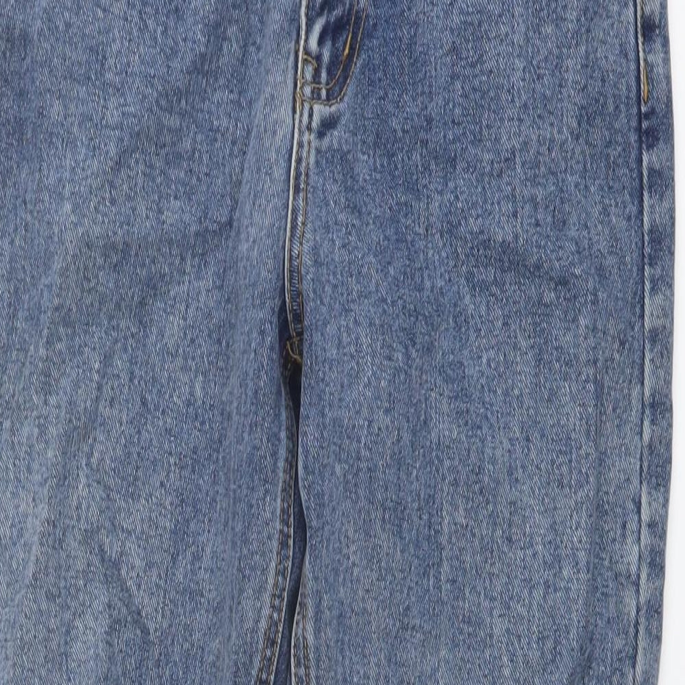 PRETTYLITTLETHING Womens Blue Cotton Mom Jeans Size 4 L30 in Regular Button