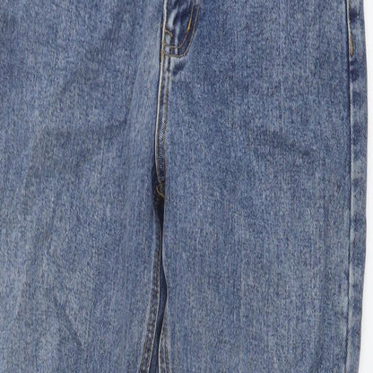 PRETTYLITTLETHING Womens Blue Cotton Mom Jeans Size 4 L30 in Regular Button