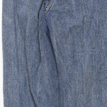 PRETTYLITTLETHING Womens Blue Cotton Mom Jeans Size 4 L30 in Regular Button