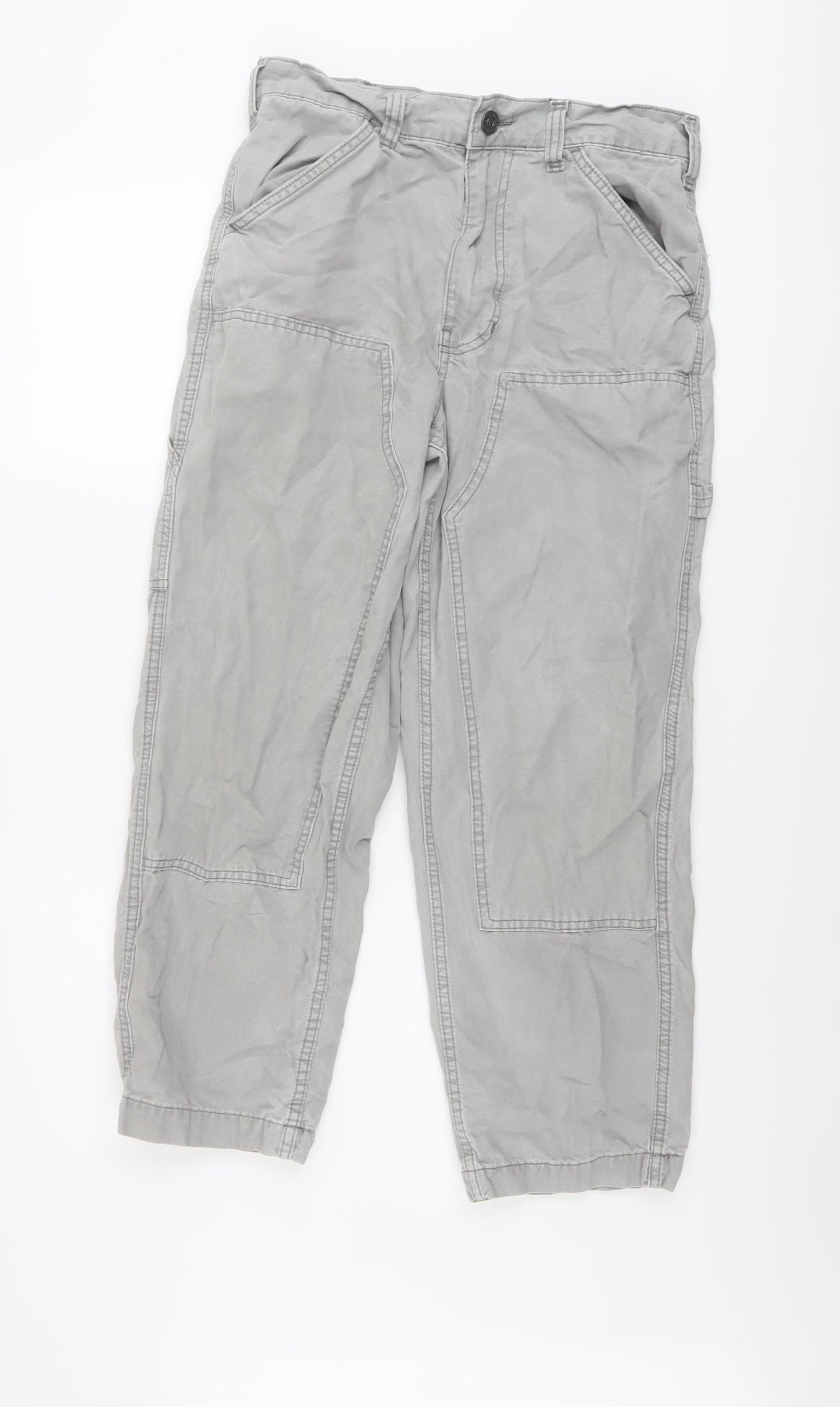 BDG Womens Grey Cotton Cargo Trousers Size 28 in L25 in Regular Button