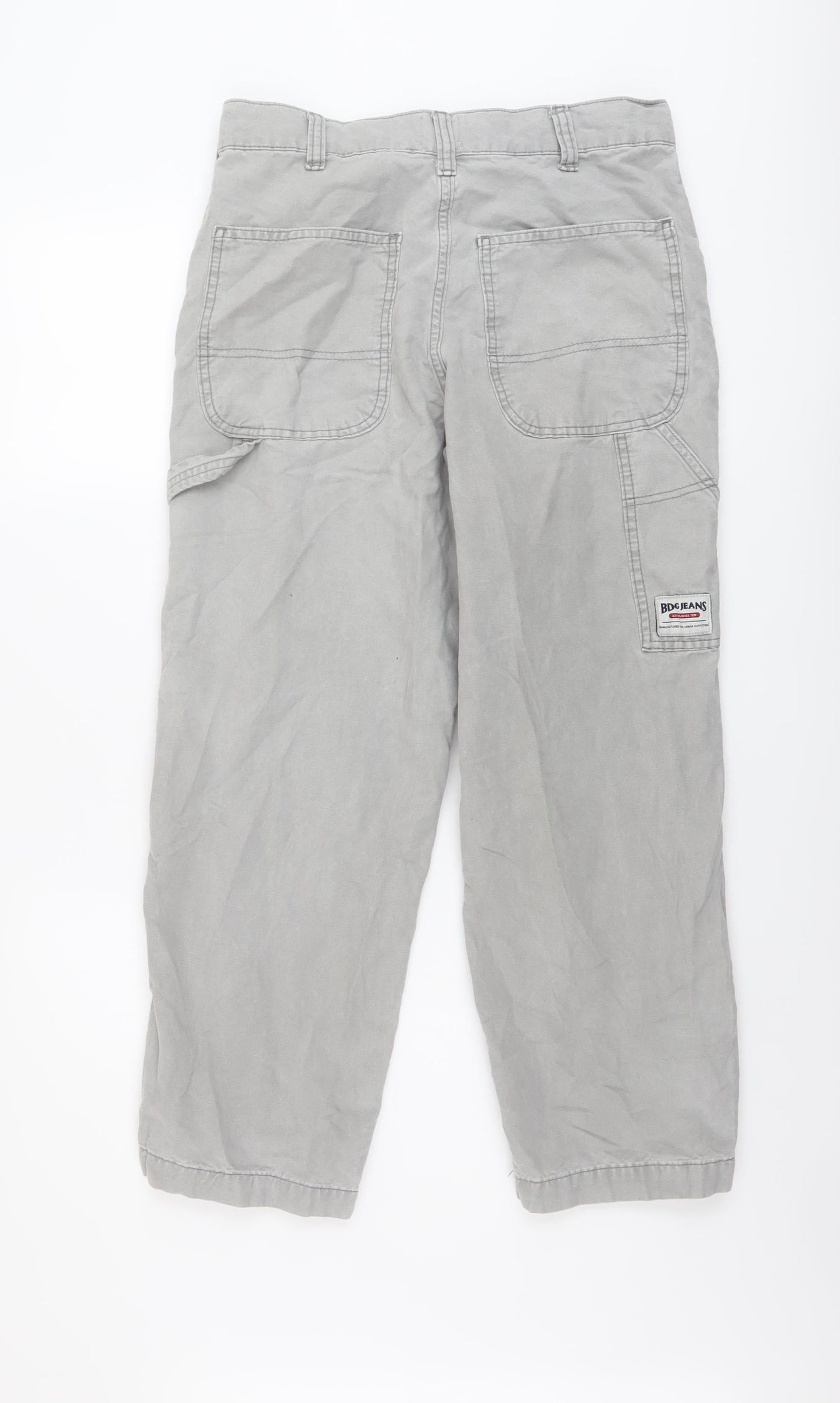 BDG Womens Grey Cotton Cargo Trousers Size 28 in L25 in Regular Button