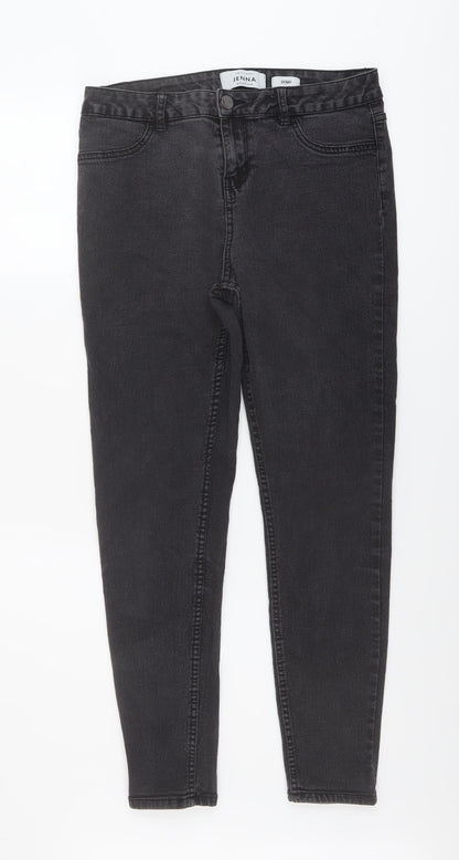 New Look Womens Grey Cotton Skinny Jeans Size 14 L27 in Regular Button