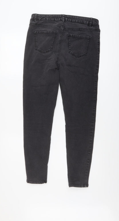 New Look Womens Grey Cotton Skinny Jeans Size 14 L27 in Regular Button