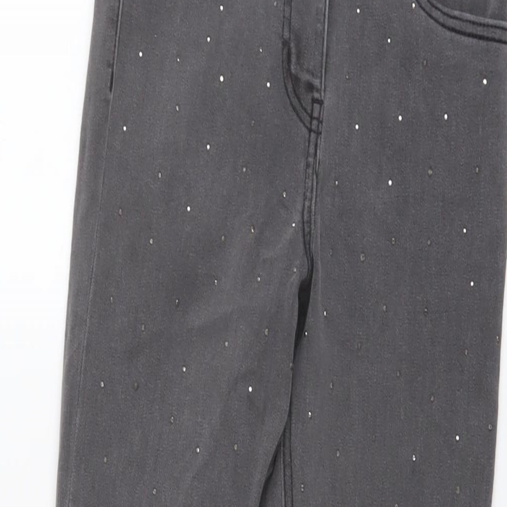 George Girls Grey Cotton Skinny Jeans Size 11-12 Years Regular Button
