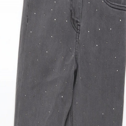 George Girls Grey Cotton Skinny Jeans Size 11-12 Years Regular Button