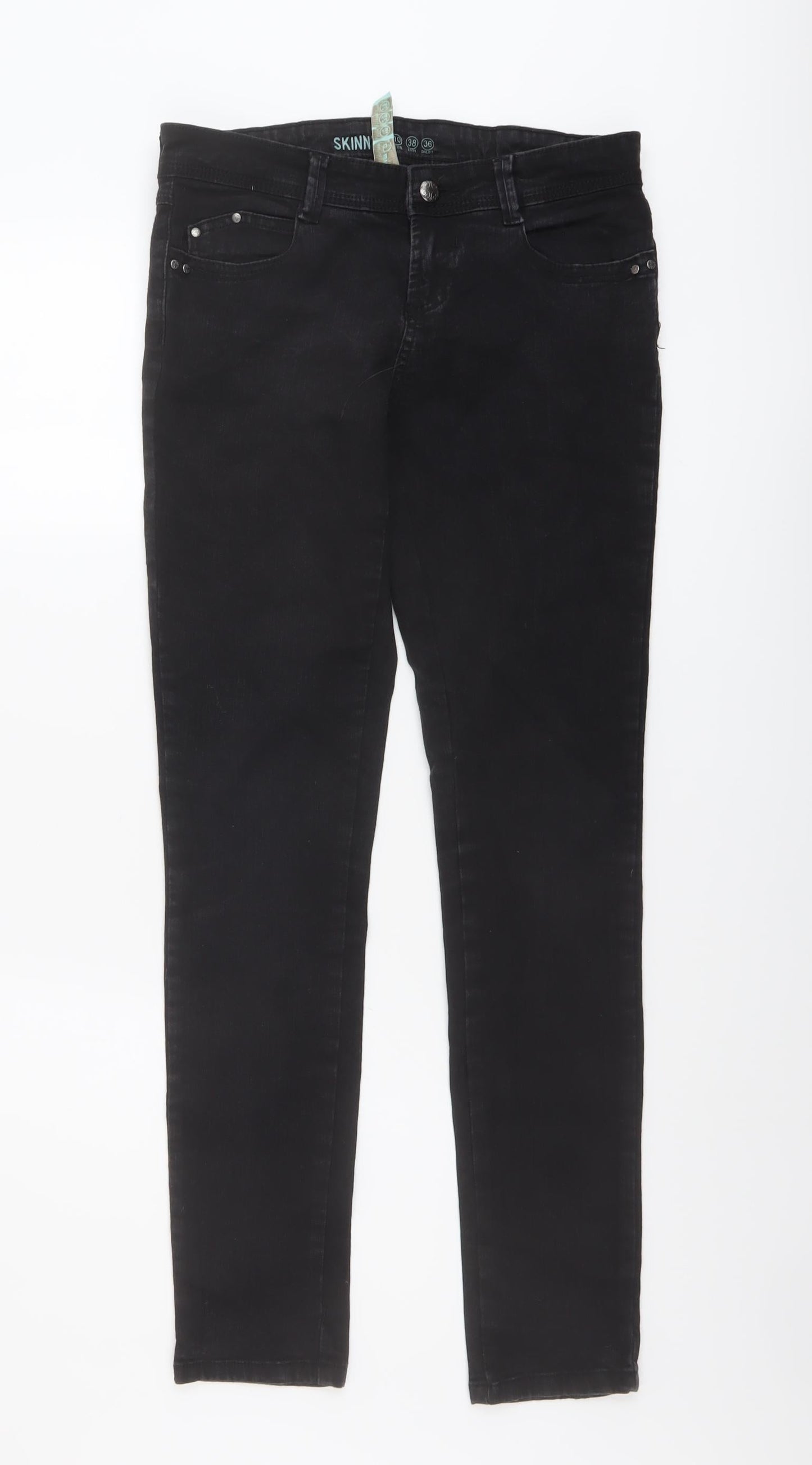 Denim & Co. Womens Black Cotton Skinny Jeans Size 10 L30 in Regular Button