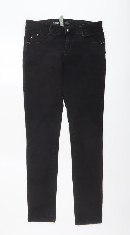 Denim & Co. Womens Black Cotton Skinny Jeans Size 10 L30 in Regular Button