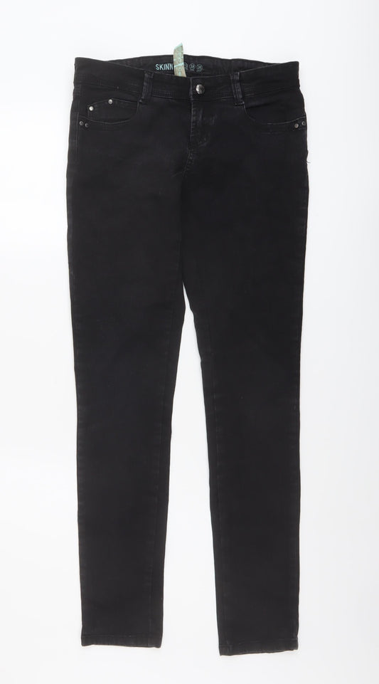 Denim & Co. Womens Black Cotton Skinny Jeans Size 10 L30 in Regular Button