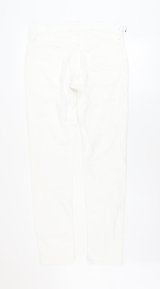 Marks and Spencer Mens White Cotton Skinny Jeans Size 30 in L31 in Regular Button