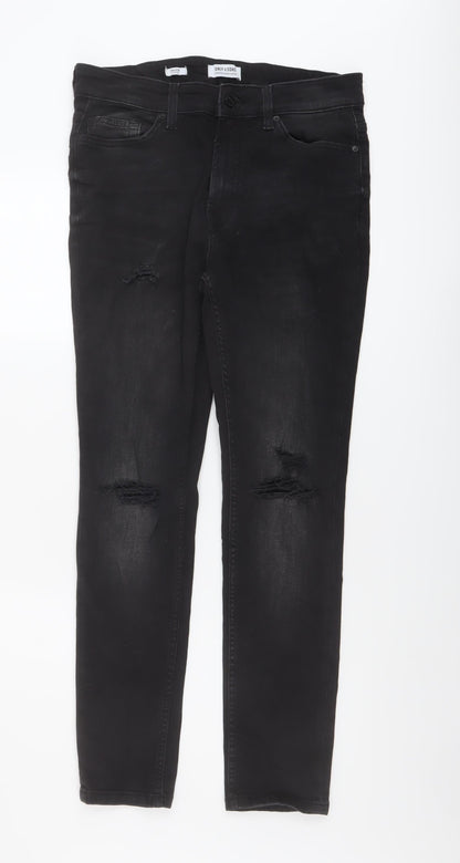 Mens UK Size 30 in ONLY & SONS Regular Fit Skinny Black Jeans
