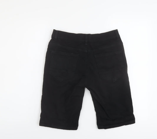 Denim & Co. Mens Black Cotton Bermuda Shorts Size 28 in L11 in Regular Button
