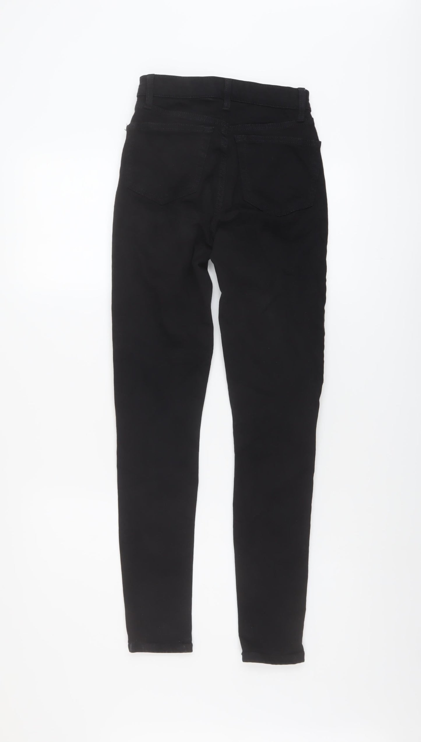 Topshop Womens Black Cotton Skinny Jeans Size 24 in L28 in Regular Button