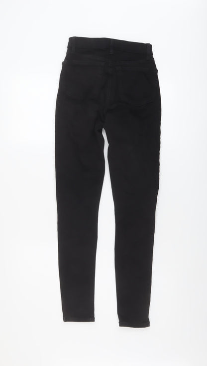 Topshop Womens Black Cotton Skinny Jeans Size 24 in L28 in Regular Button
