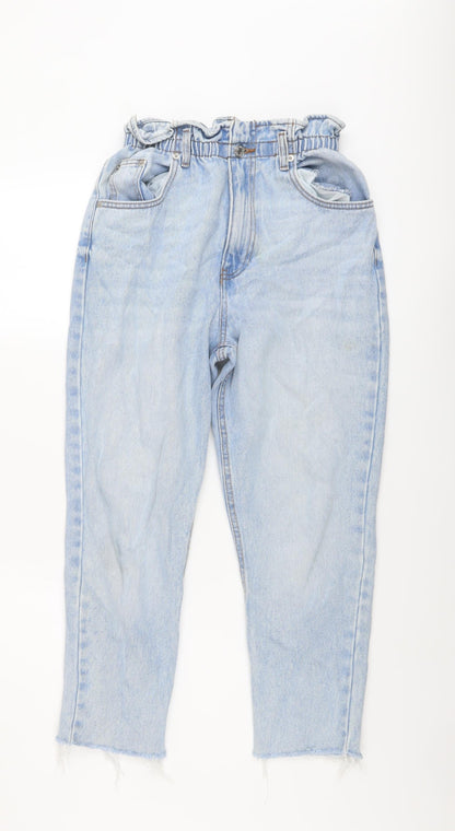 New Look Womens Blue Cotton Mom Jeans Size 10 L23 in Regular Button