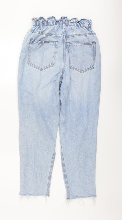 New Look Womens Blue Cotton Mom Jeans Size 10 L23 in Regular Button
