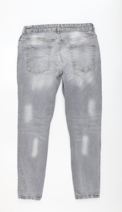 Denim & Co. Mens Grey Cotton Skinny Jeans Size 34 in L32 in Regular Button