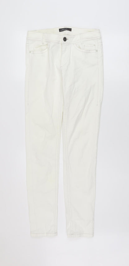 Marccain Womens Ivory Cotton Skinny Jeans Size 28 in L30 in Regular Button