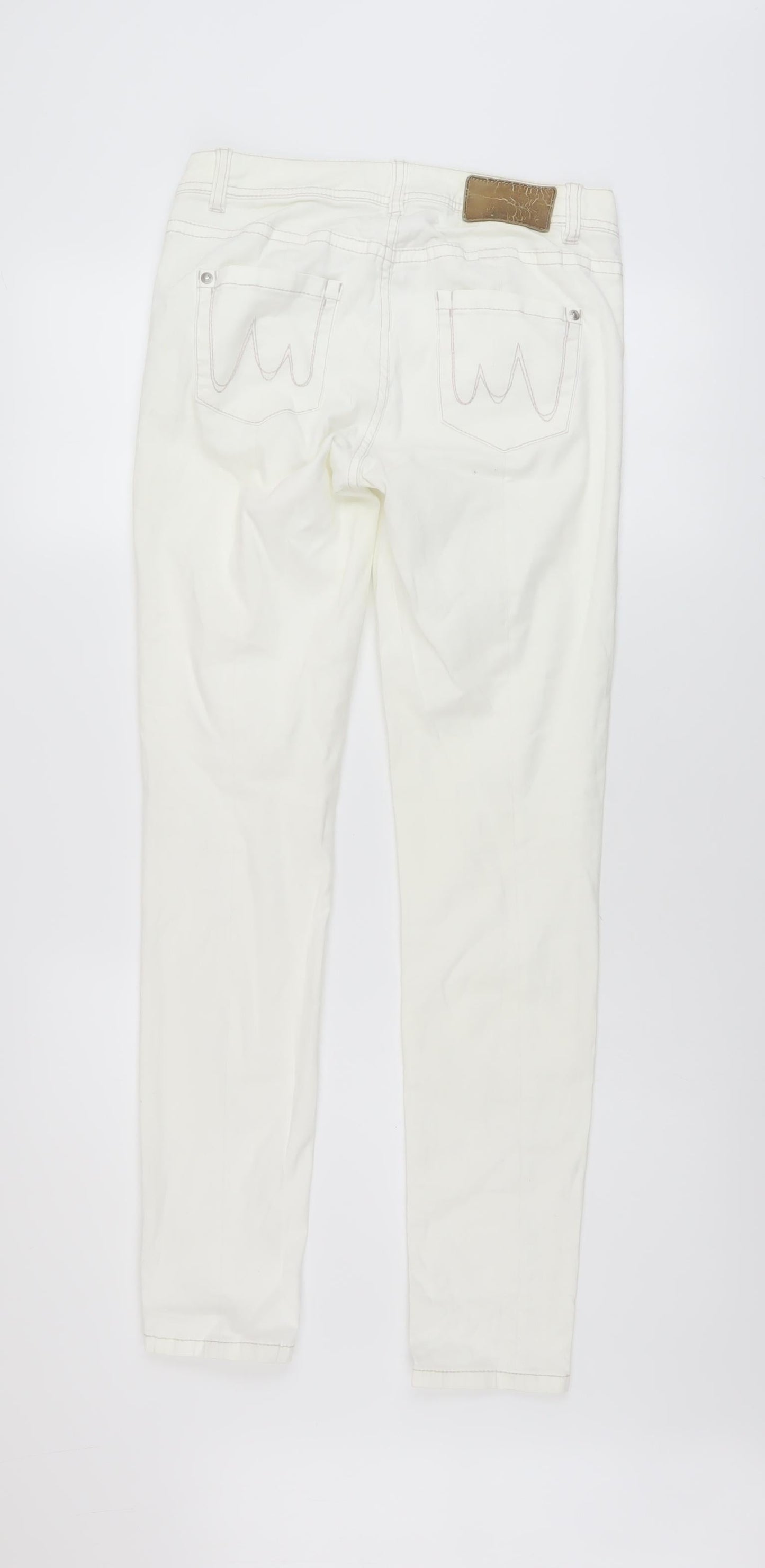Marccain Womens Ivory Cotton Skinny Jeans Size 28 in L30 in Regular Button